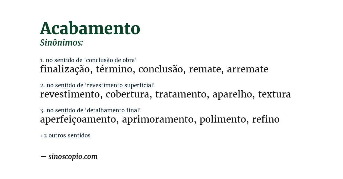 Sinônimo de acabamento