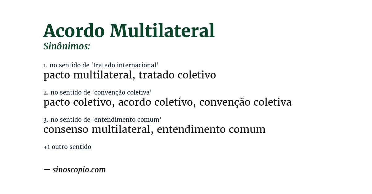 Sinônimo de acordo multilateral
