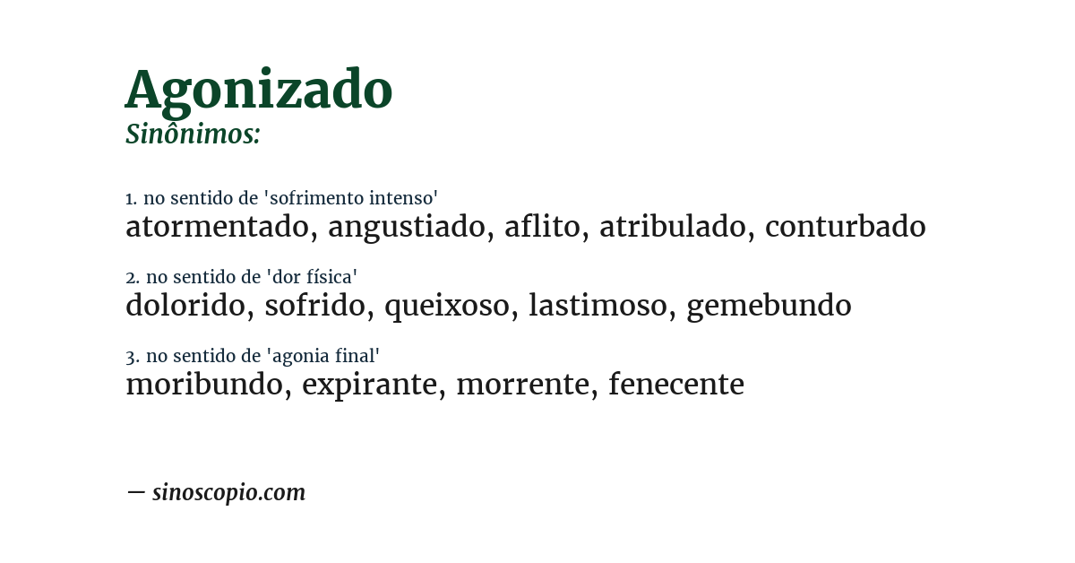 Sinônimo de agonizado