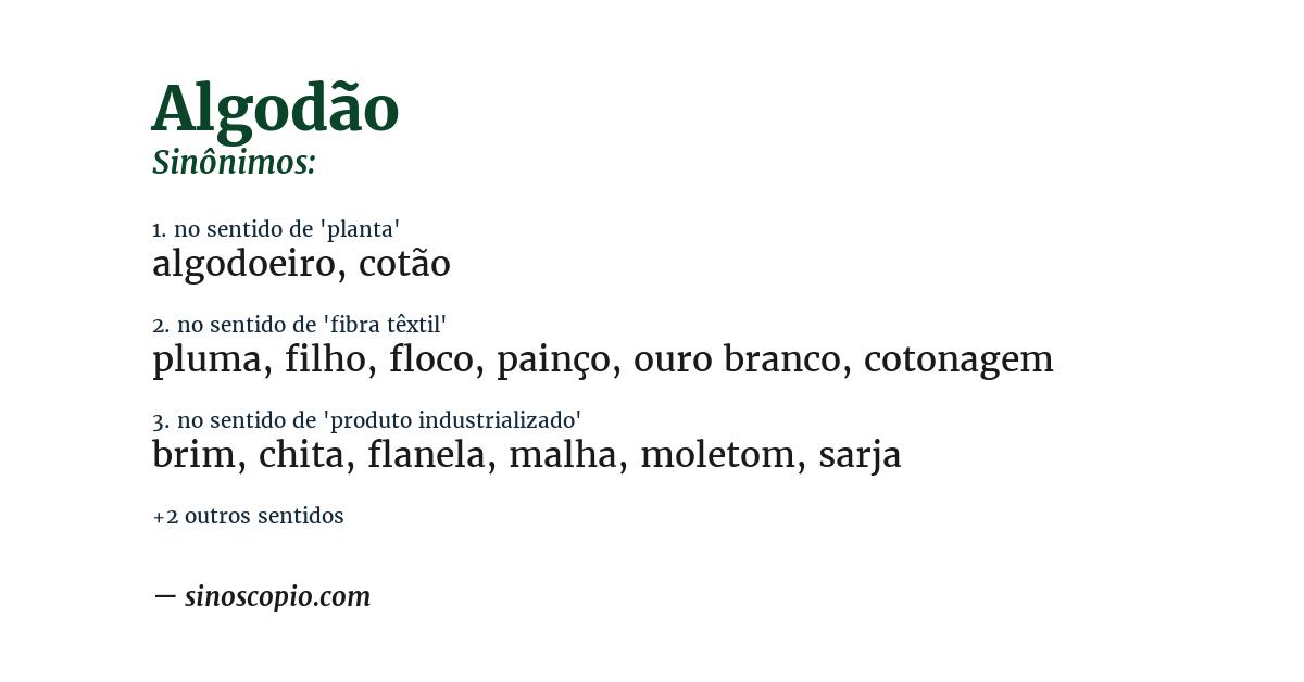 Sinônimo de algodão