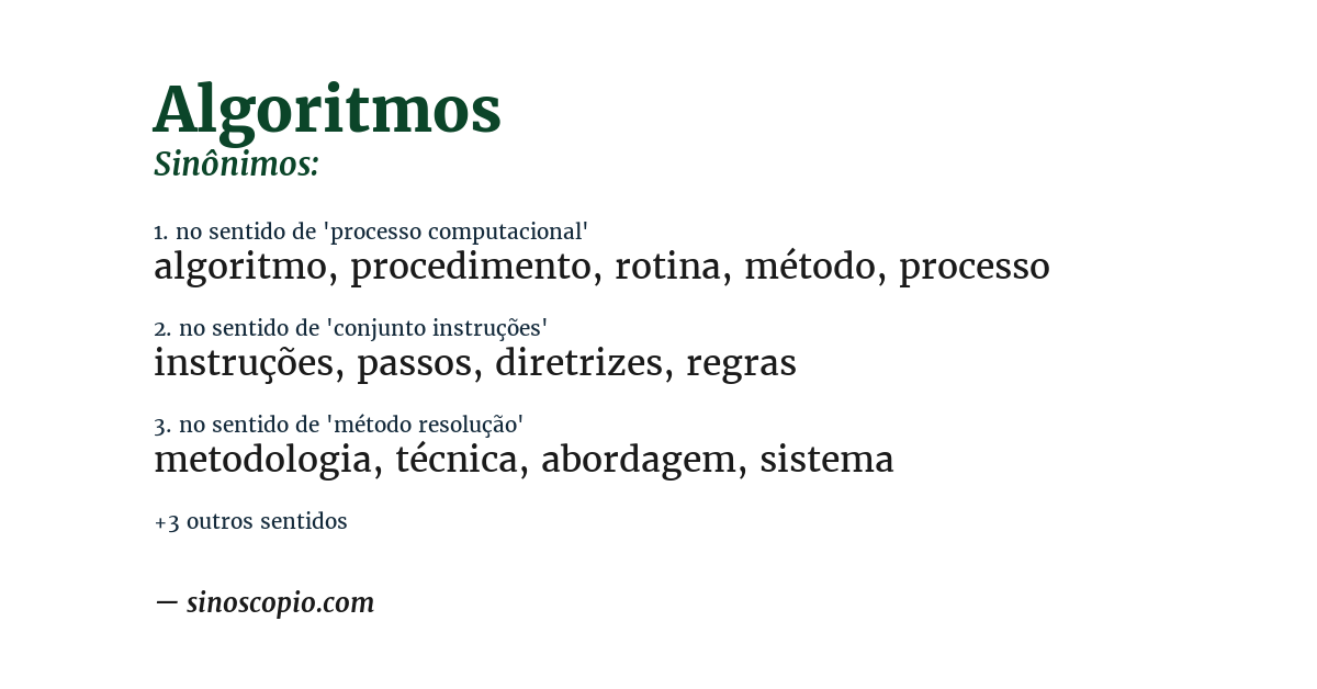 Sinônimo de algoritmos
