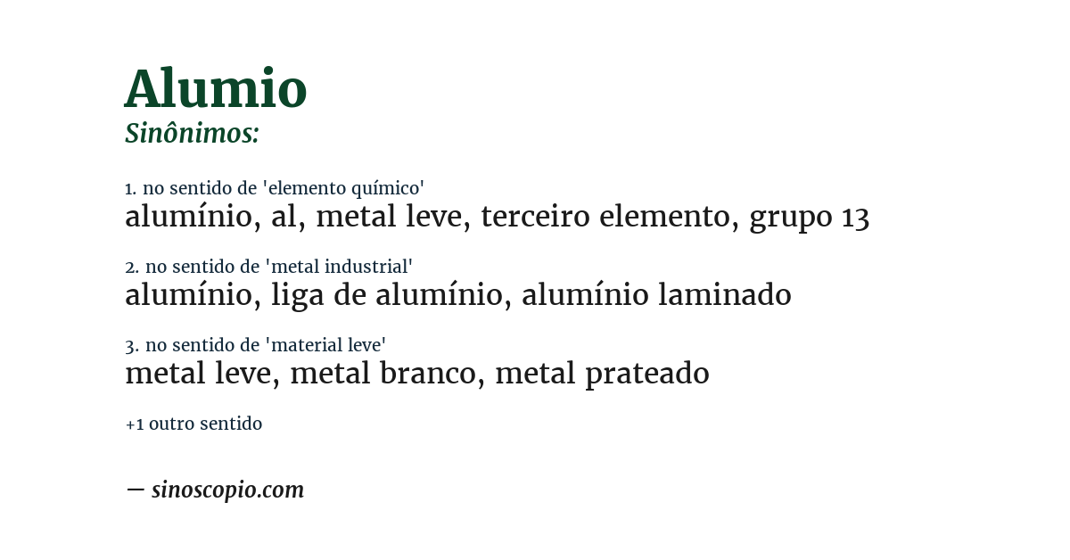 Sinônimo de alumio