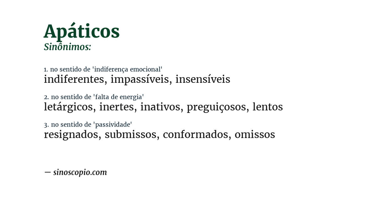 Sinônimo de apáticos
