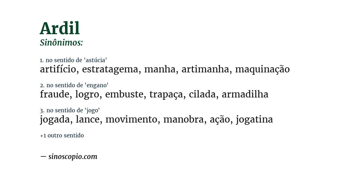 Sinônimo de ardil