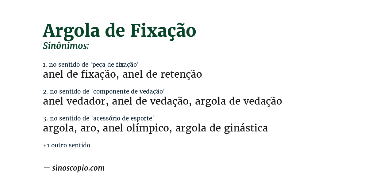 Sinônimo de argola de fixação