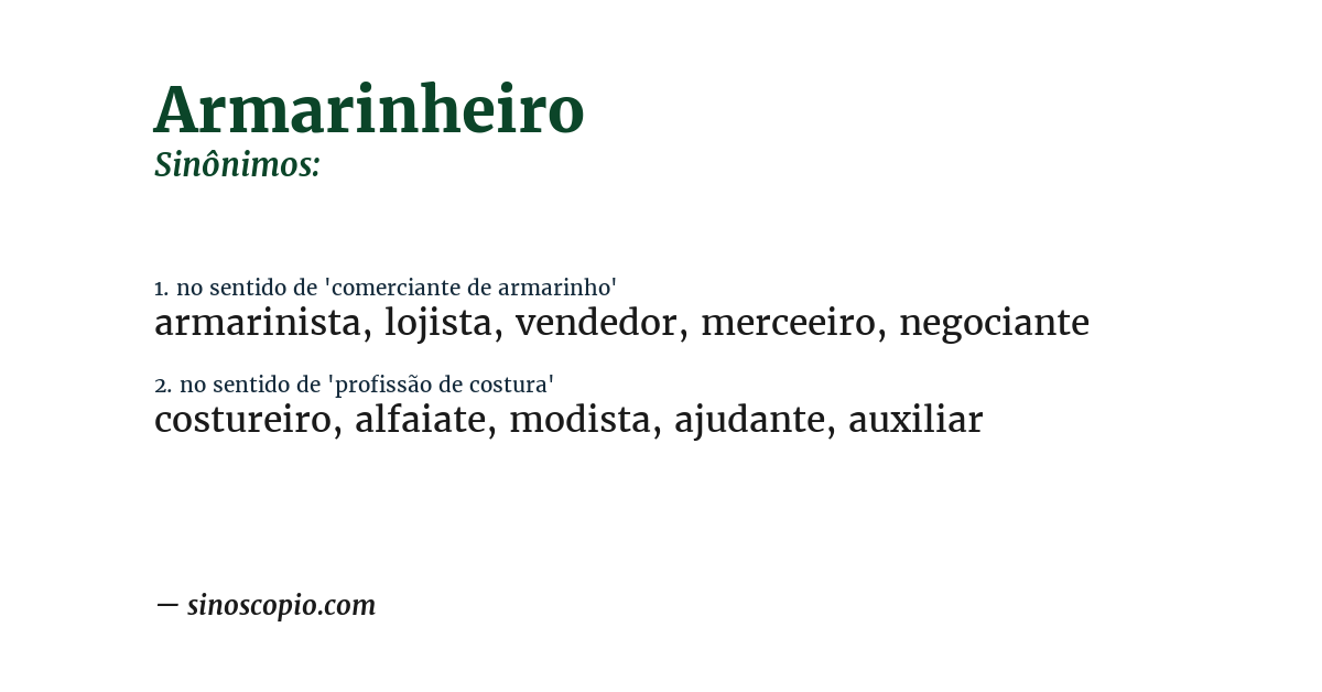 Sinônimo de armarinheiro