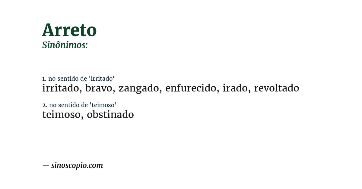 Sinônimo de arreto