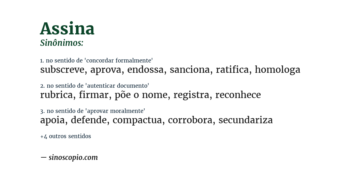 Sinônimo de assina