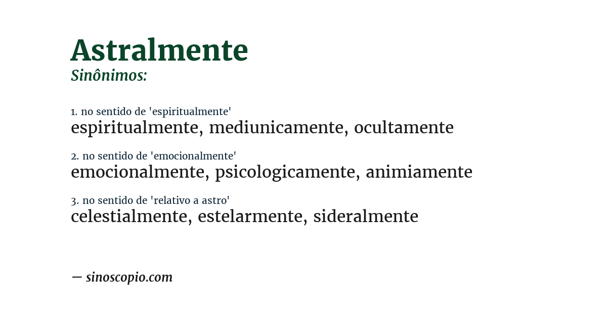 Sinônimo de astralmente