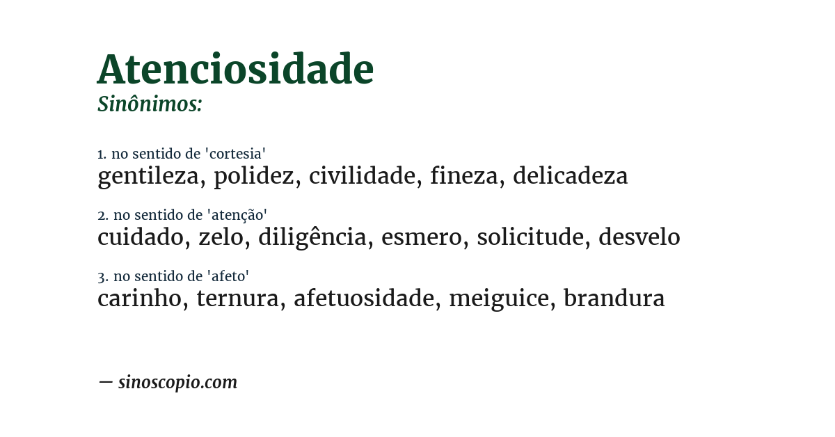 Sinônimo de atenciosidade