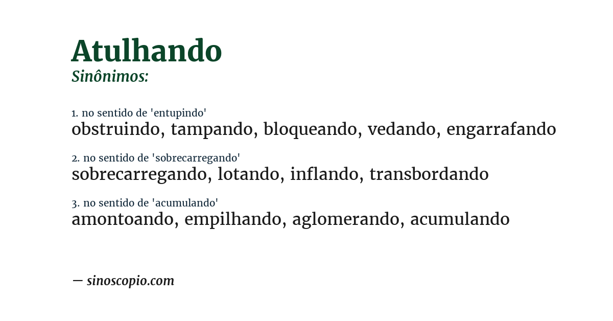 Sinônimo de atulhando
