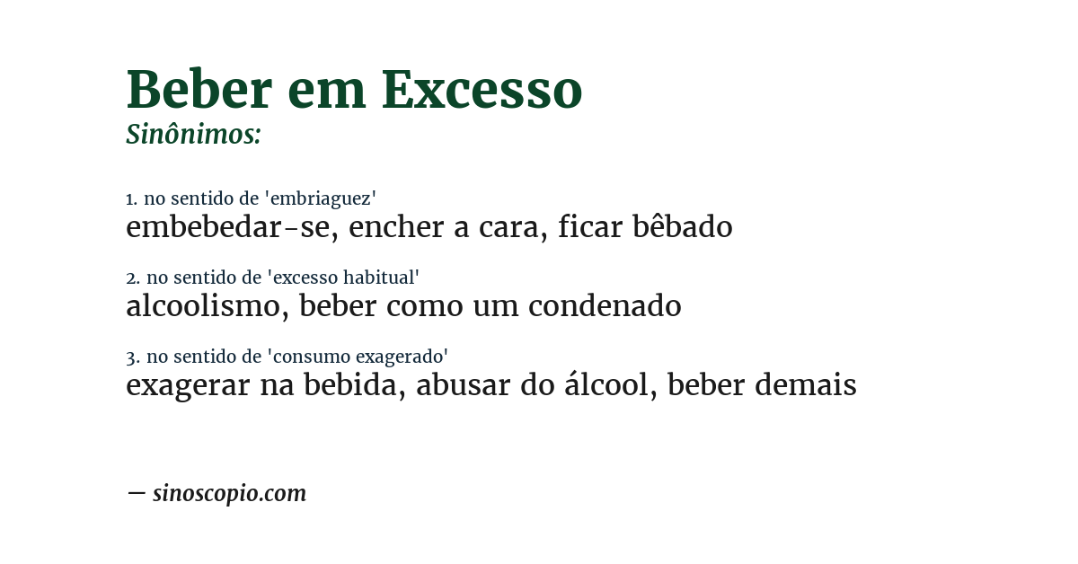 Sinônimo de beber em excesso