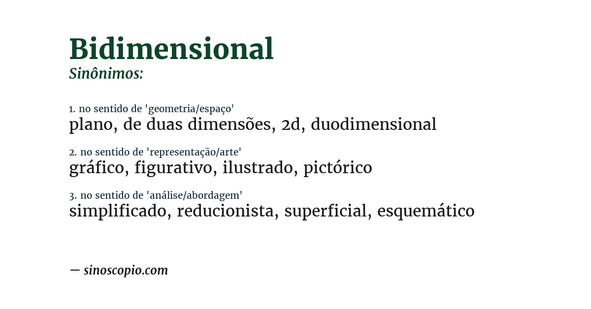 Sinônimo de bidimensional