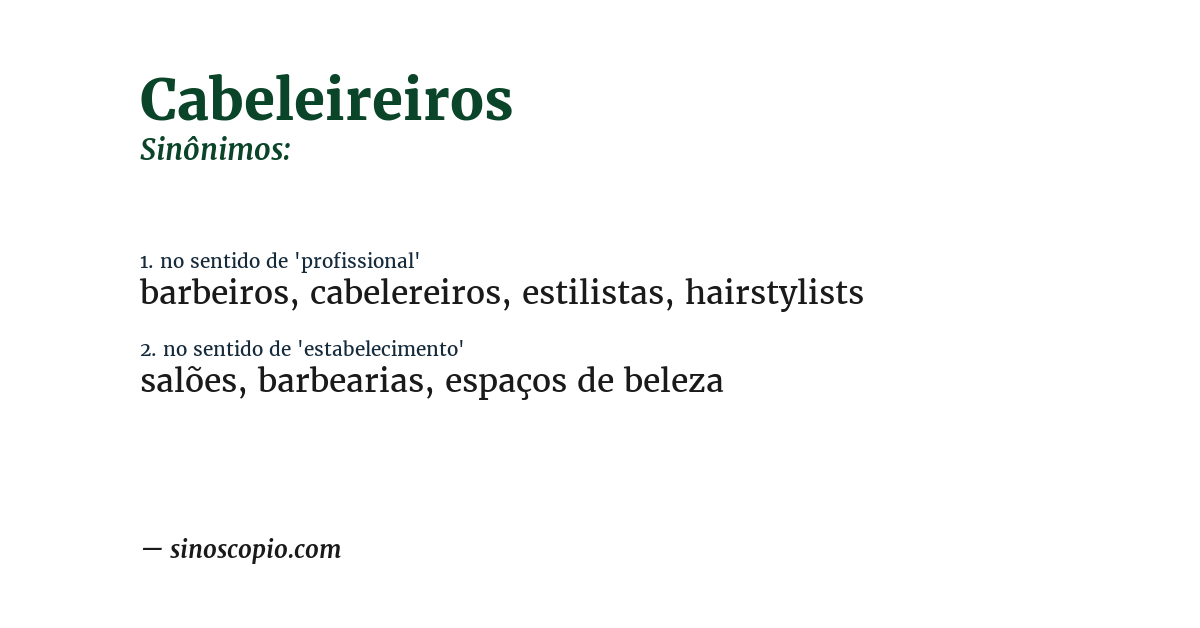 Sinônimo de cabeleireiros