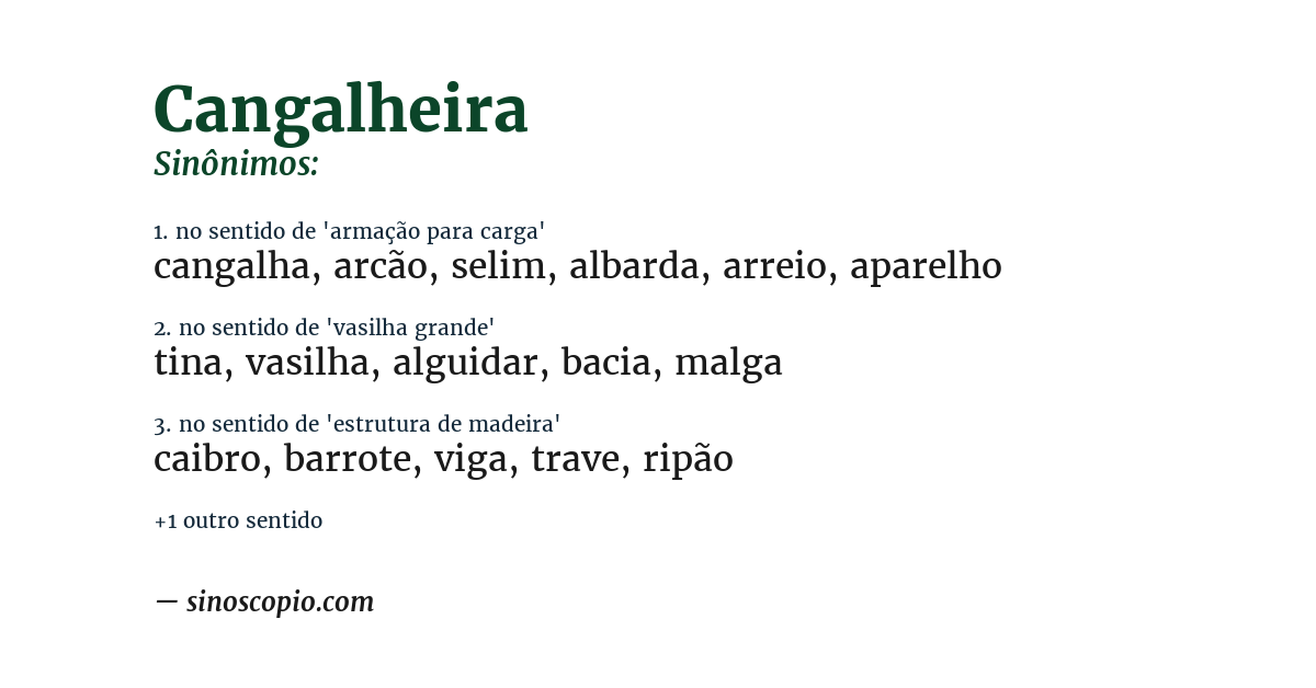 Sinônimo de cangalheira