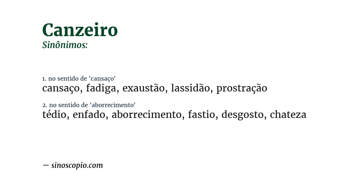 Sinônimo de canzeiro