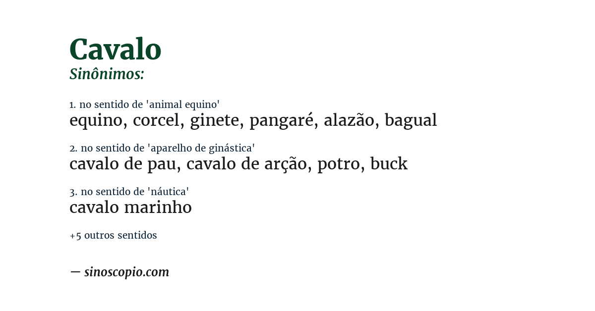 Sinônimo de cavalo