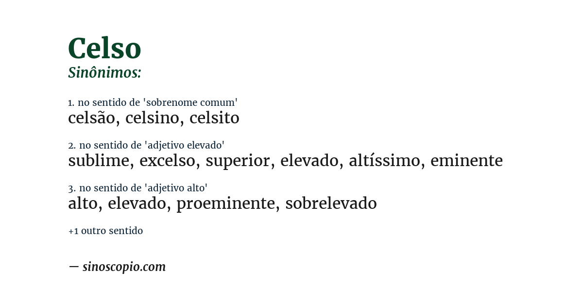 Sinônimo de celso