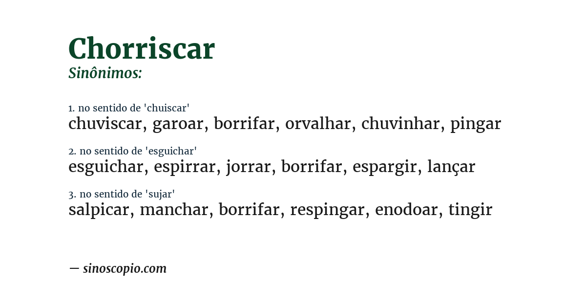 Sinônimo de chorriscar
