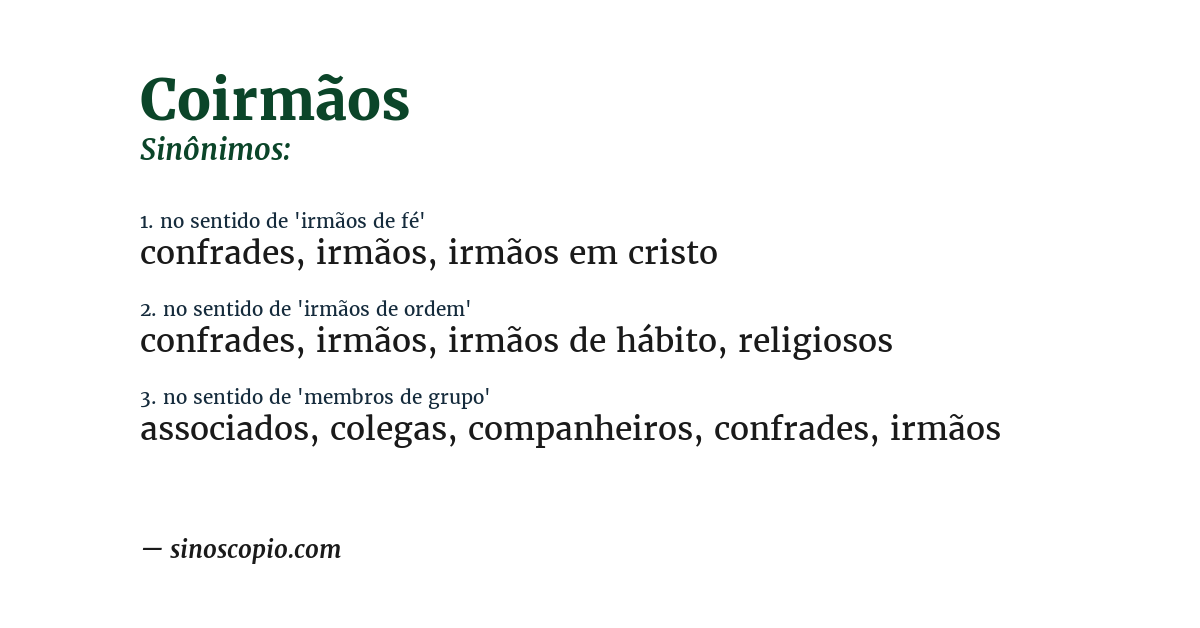 Sinônimo de coirmãos