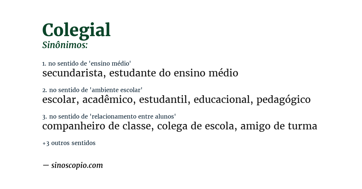 Sinônimo de colegial