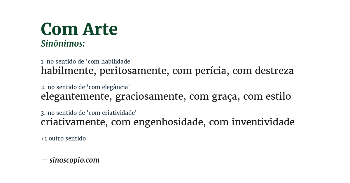 Sinônimo de com arte