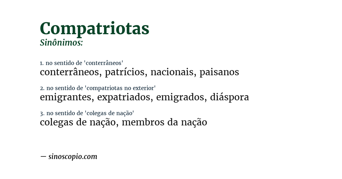 Sinônimo de compatriotas