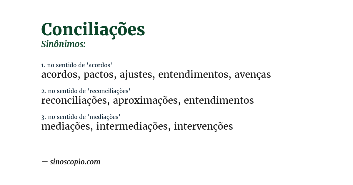 Sinônimo de conciliações