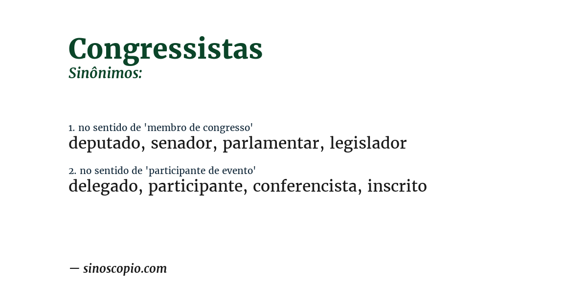 Sinônimo de congressistas