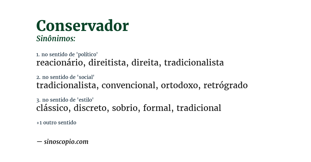Sinônimo de conservador