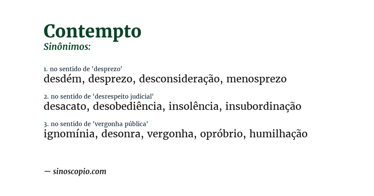 Sinônimo de contempto