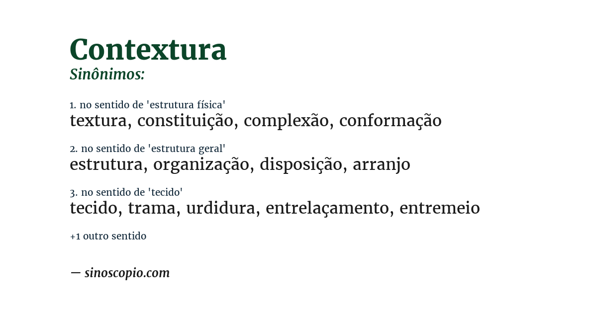 Sinônimo de contextura