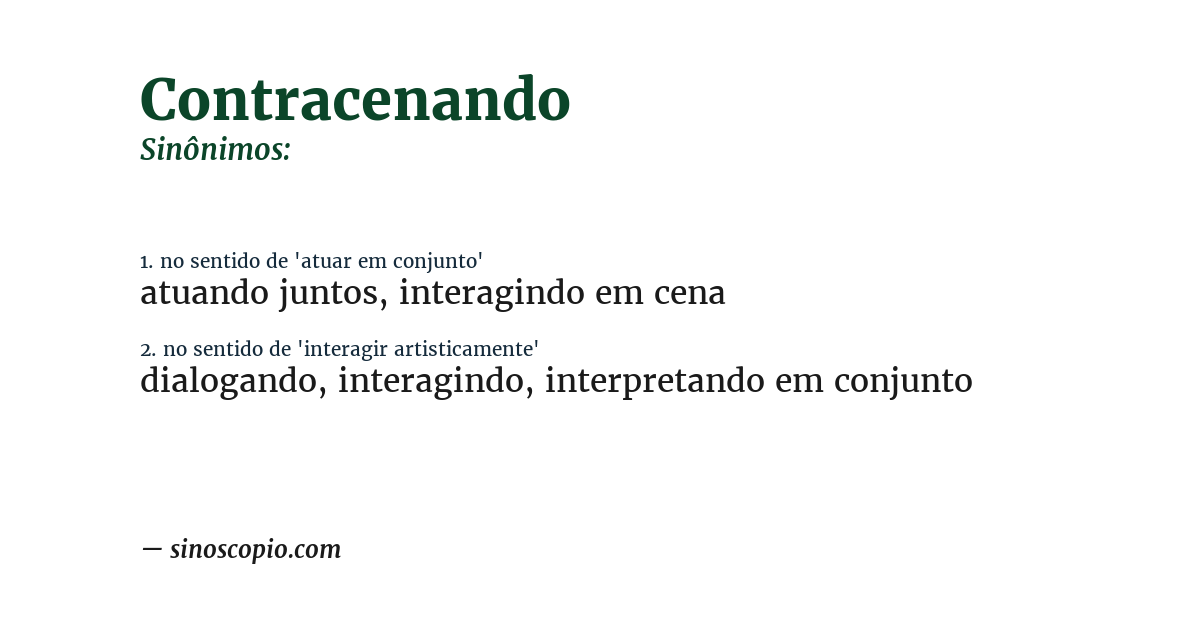 Sinônimo de contracenando