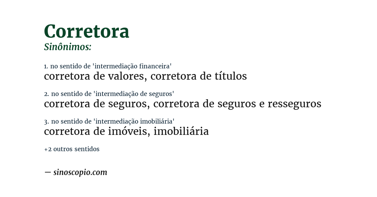 Sinônimo de corretora