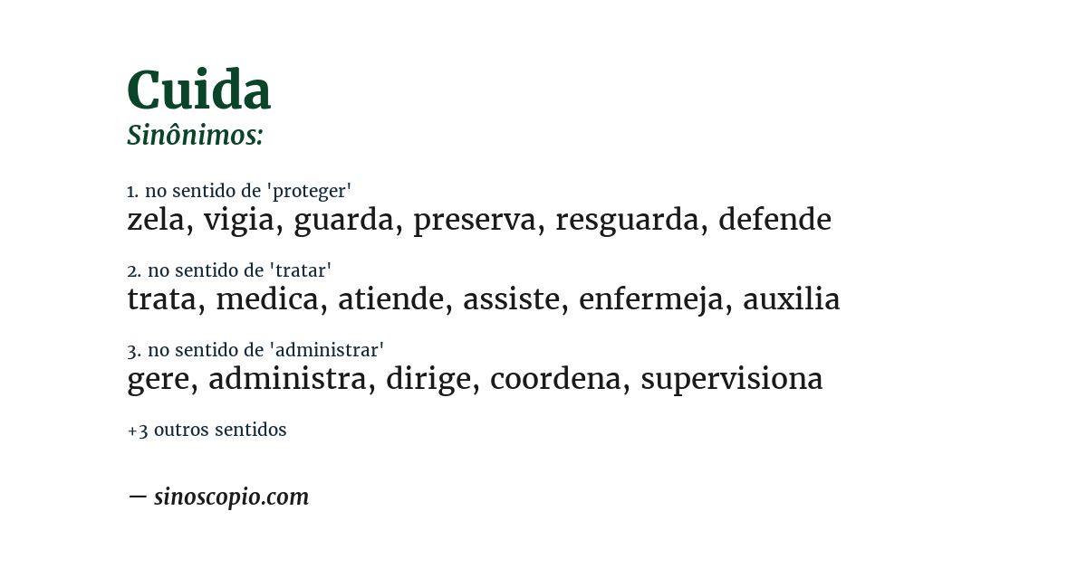 Sinônimo de cuida