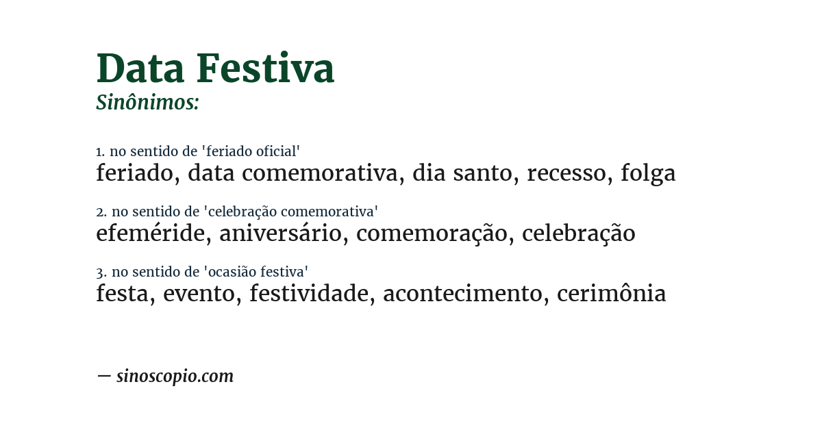 Sinônimo de data festiva