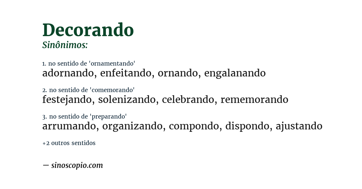 Sinônimo de decorando
