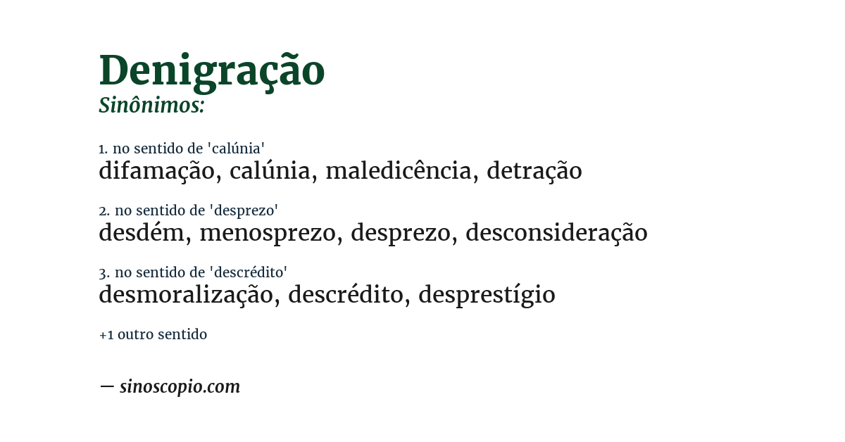 Sinônimo de denigração