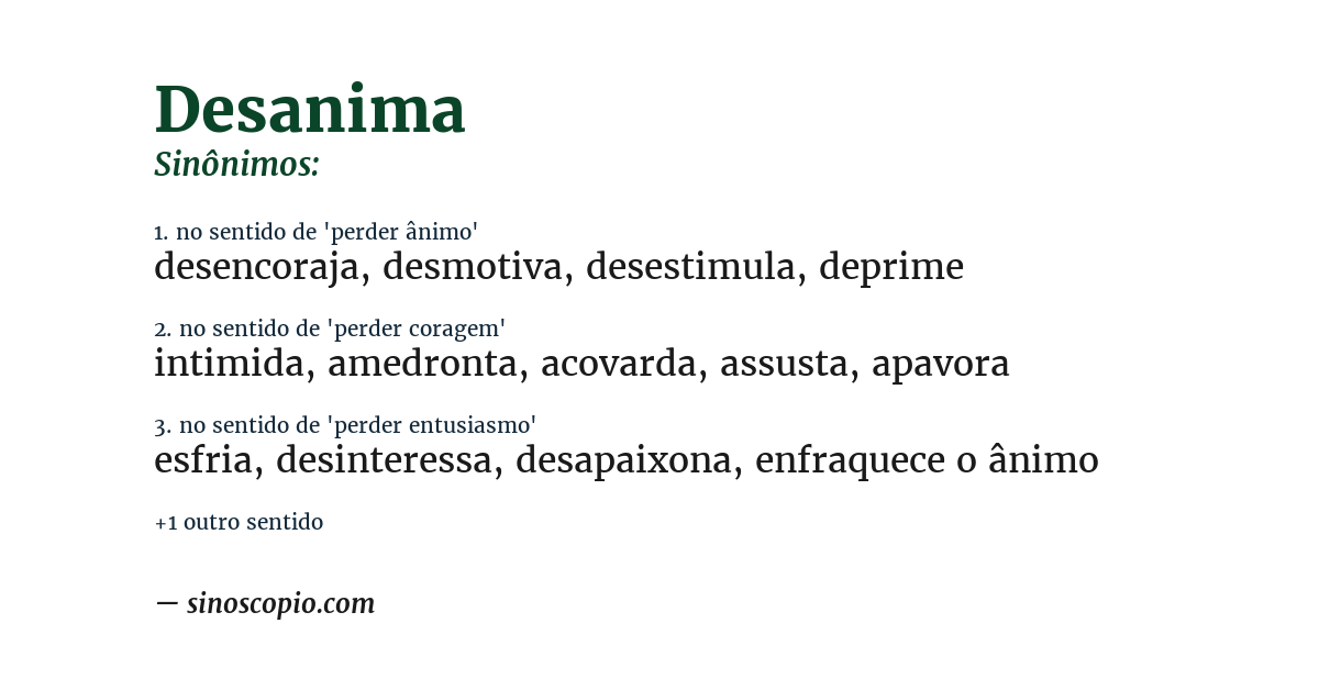 Sinônimo de desanima