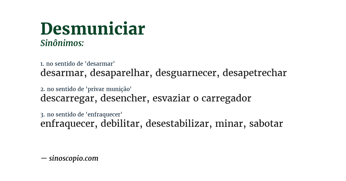 Sinônimo de desmuniciar