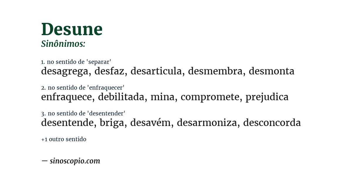 Sinônimo de desune