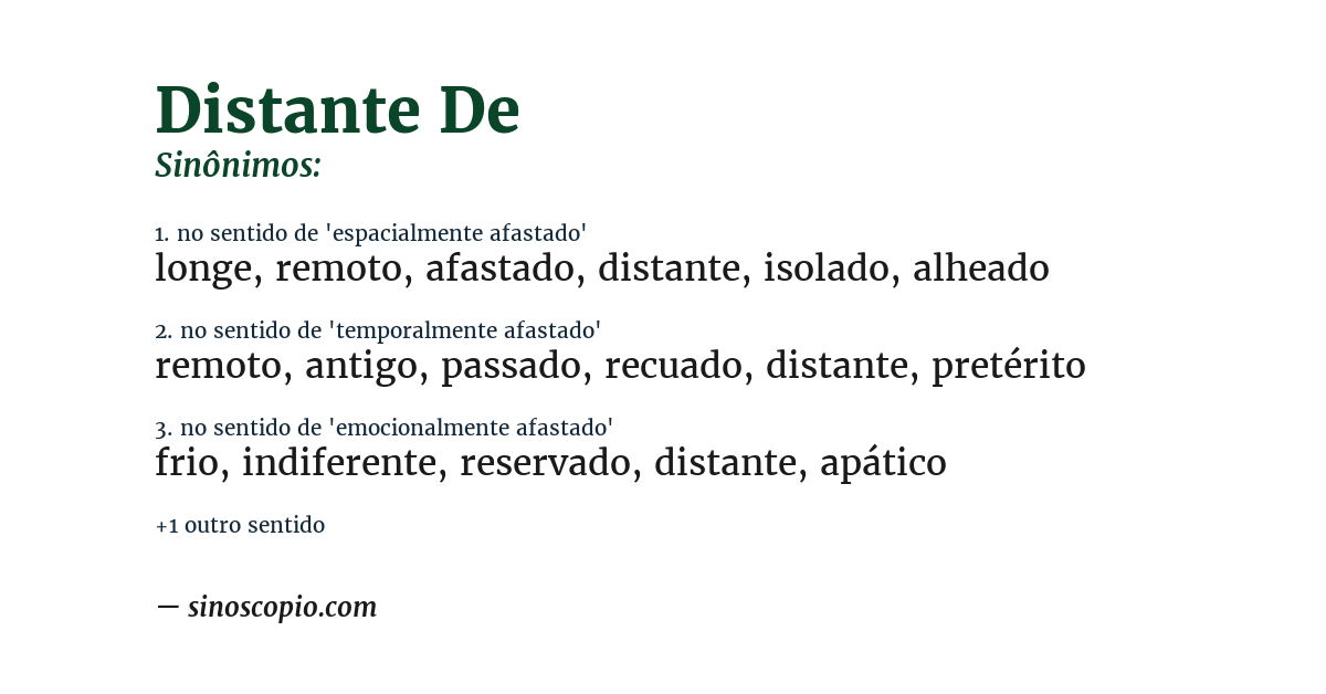Sinônimo de distante de