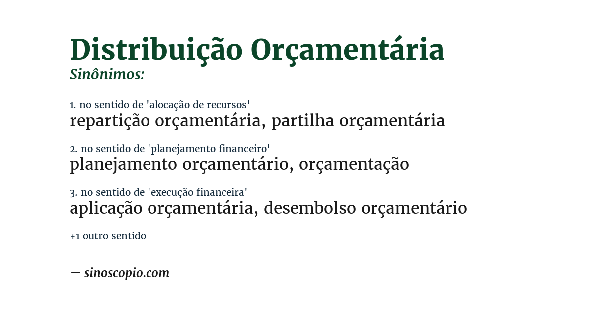 Sinônimo de distribuição orçamentária