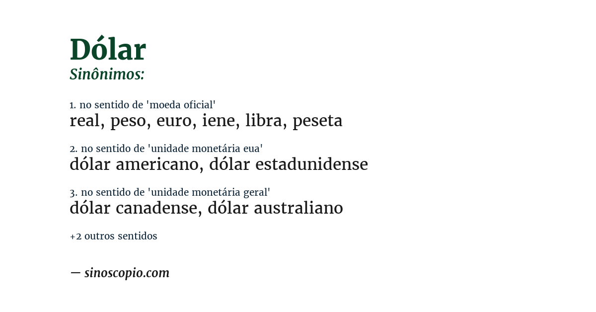 Sinônimo de dólar