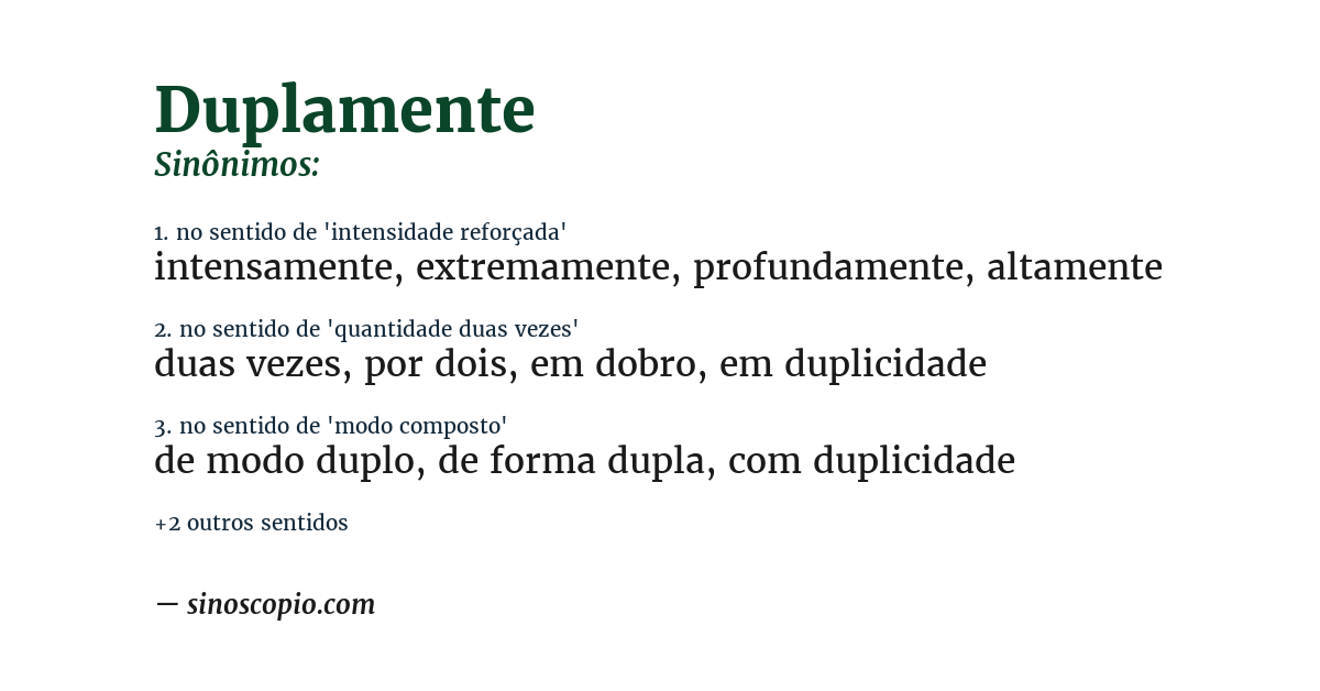 Sinônimo de duplamente