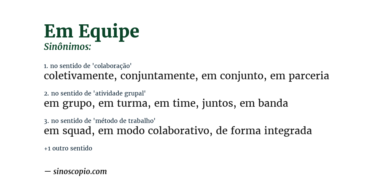 Sinônimo de em equipe