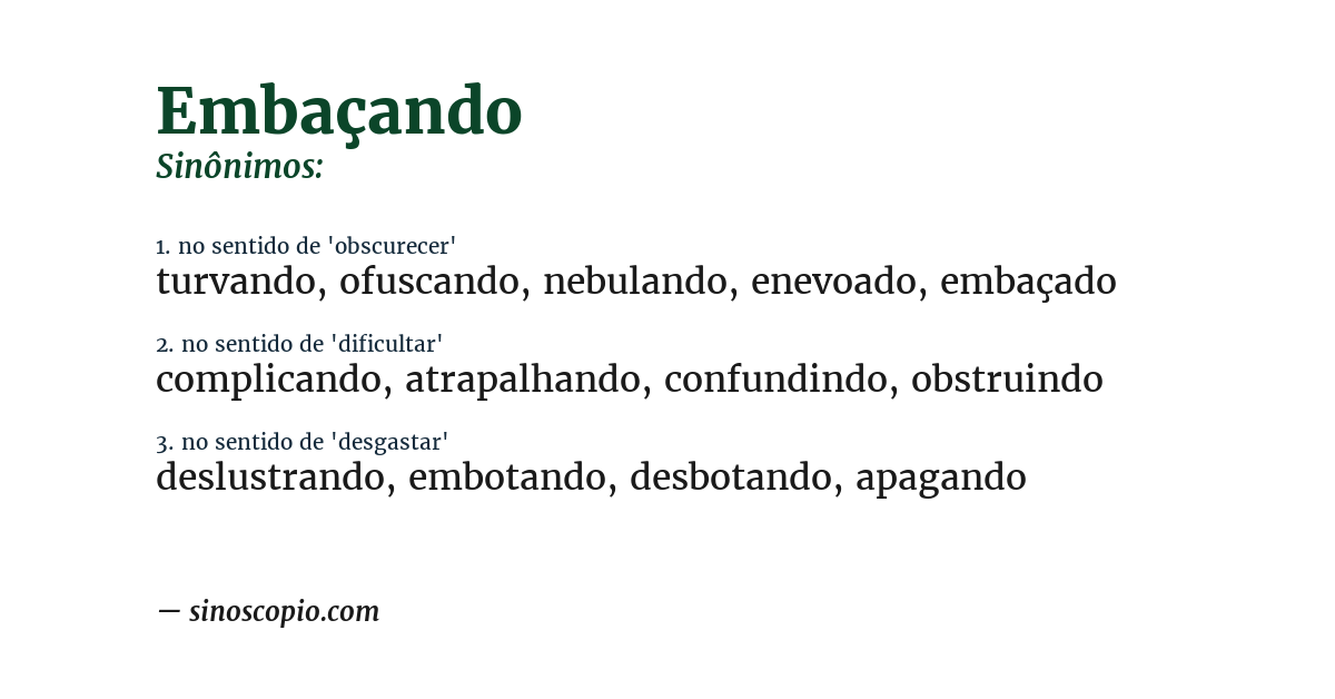 Sinônimo de embaçando
