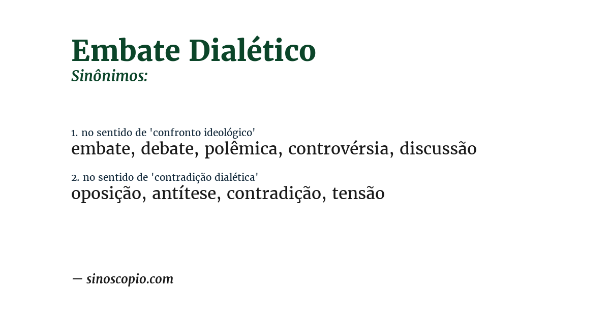 Sinônimo de embate dialético