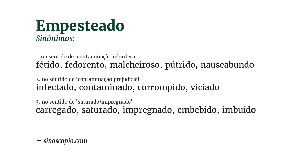 Sinônimo de empesteado