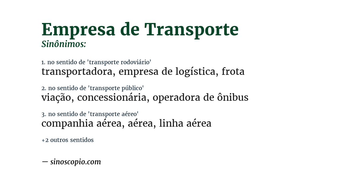 Sinônimo de empresa de transporte
